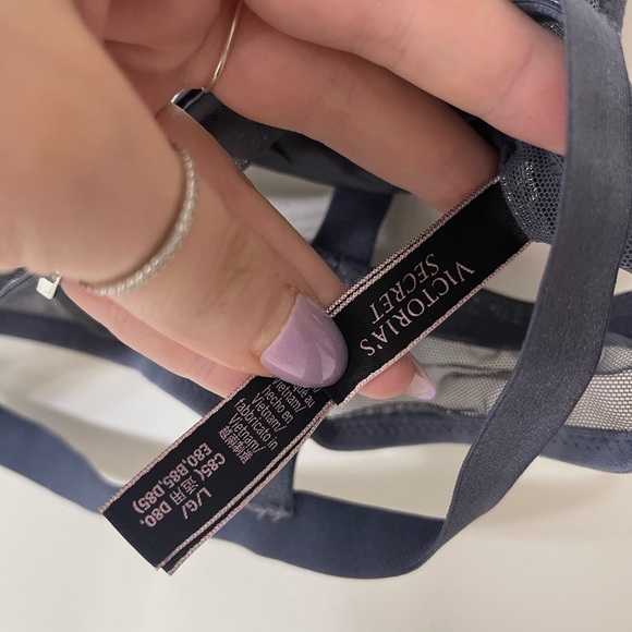 VS Very Sexy Sheer Shiny Strappy Gray Bralette - Picture 2 of 3